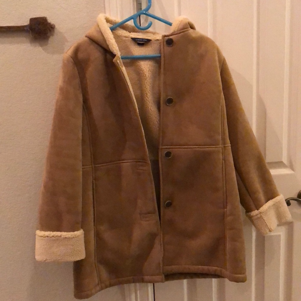 Lands’ End Faux Suede Shearling Sherpa Lining Coat
